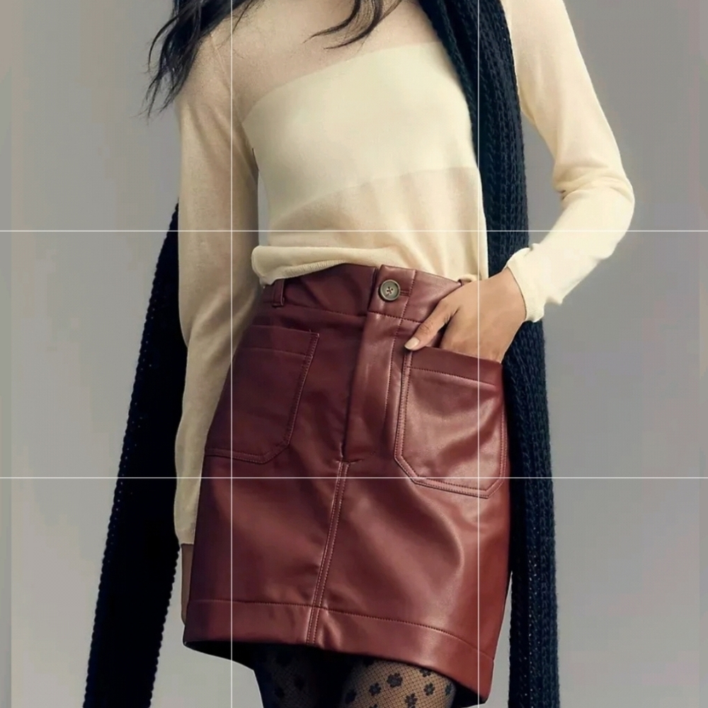 OPEN TO OFFERS Anthropologie Maeve Colette Rich Brown Mini Skirt Size Small